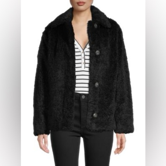 Vince Jackets & Blazers - Vince Faux Fur‎ Textured Jacket Black Size Large